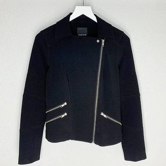 Trouvé Asymmetrical Zip Moto Jacket in Black - Picture 3 of 7